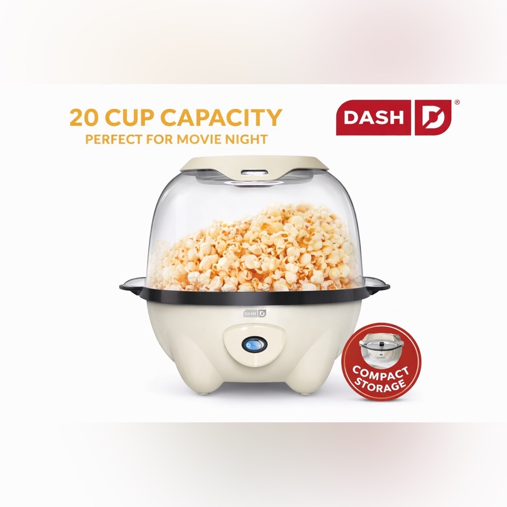 Dash SmartStore Stirring Popcorn Maker 20 Cup Nonstick 700W Compact Storage New